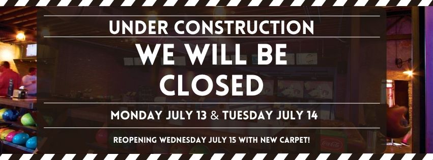 Foundry will be closed Monday July 13 and Tuesday July 14 for recarpeting. Reopening on wednesday at normal hours